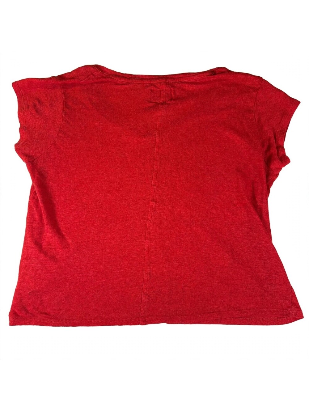 Sigrid Olsen Women's M Rust Red Scoop Neck Short Sleeve 100% Linen Top